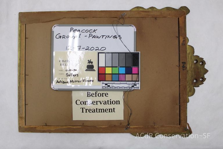 Wood-carved mirror frame with gold pigment - Image 13