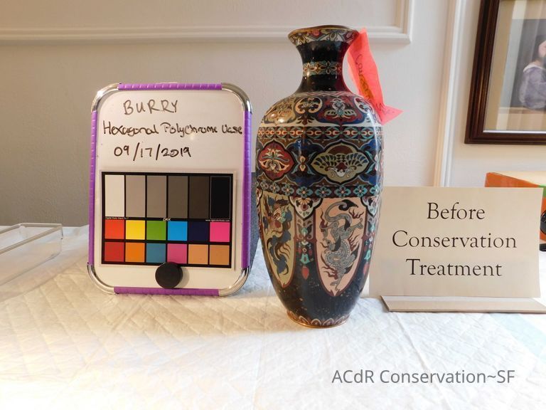 Hexagonal Polychrome Vase