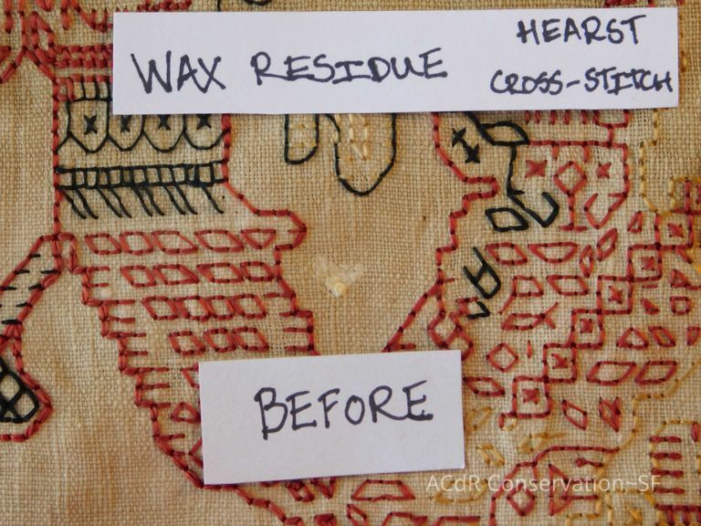 Close up before cleaning of #3 waxy accretion