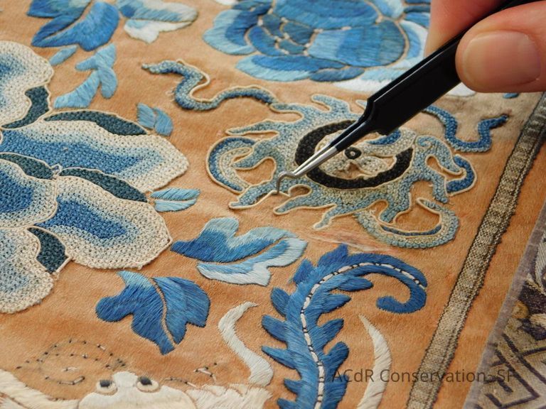 Chinese Imperial Court Badge - Silk Embroidery with Brocade - Image 27