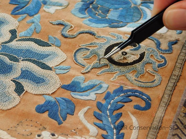 Chinese Imperial Court Badge - Silk Embroidery with Brocade - Image 28