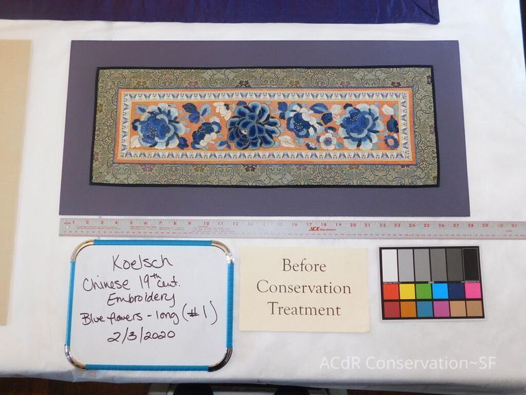 Chinese Imperial Court Sleeve - Embroidered Blue Flowers