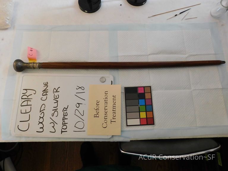 Wood Cane with Silver Topper