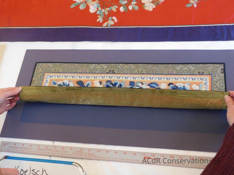 Chinese Imperial Court Sleeve - Embroidered Blue Flowers - Image 5