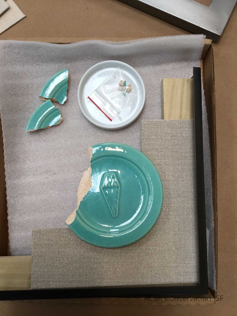 Pale mint blue ceramic plaque - Image 9