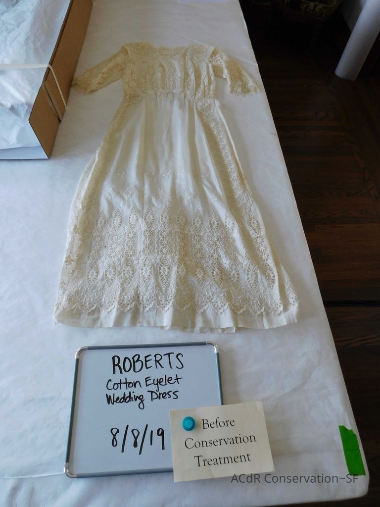          Client: Roberts. Item: Edwardian Cotton Eyelet Wedding Dress picture number 1
