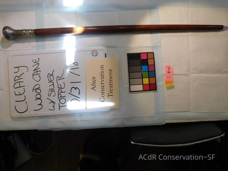 Wood Cane with Silver Topper - Image 2