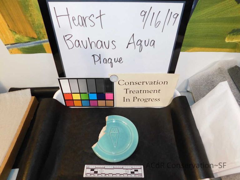 Pale mint blue ceramic plaque - Image 25