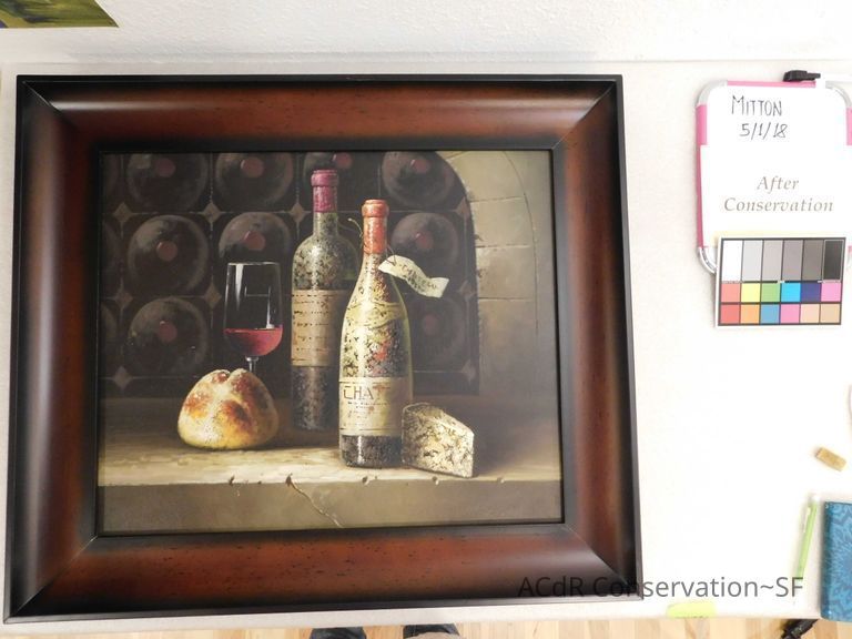Still life with wine, bread, and cheese - Image 5