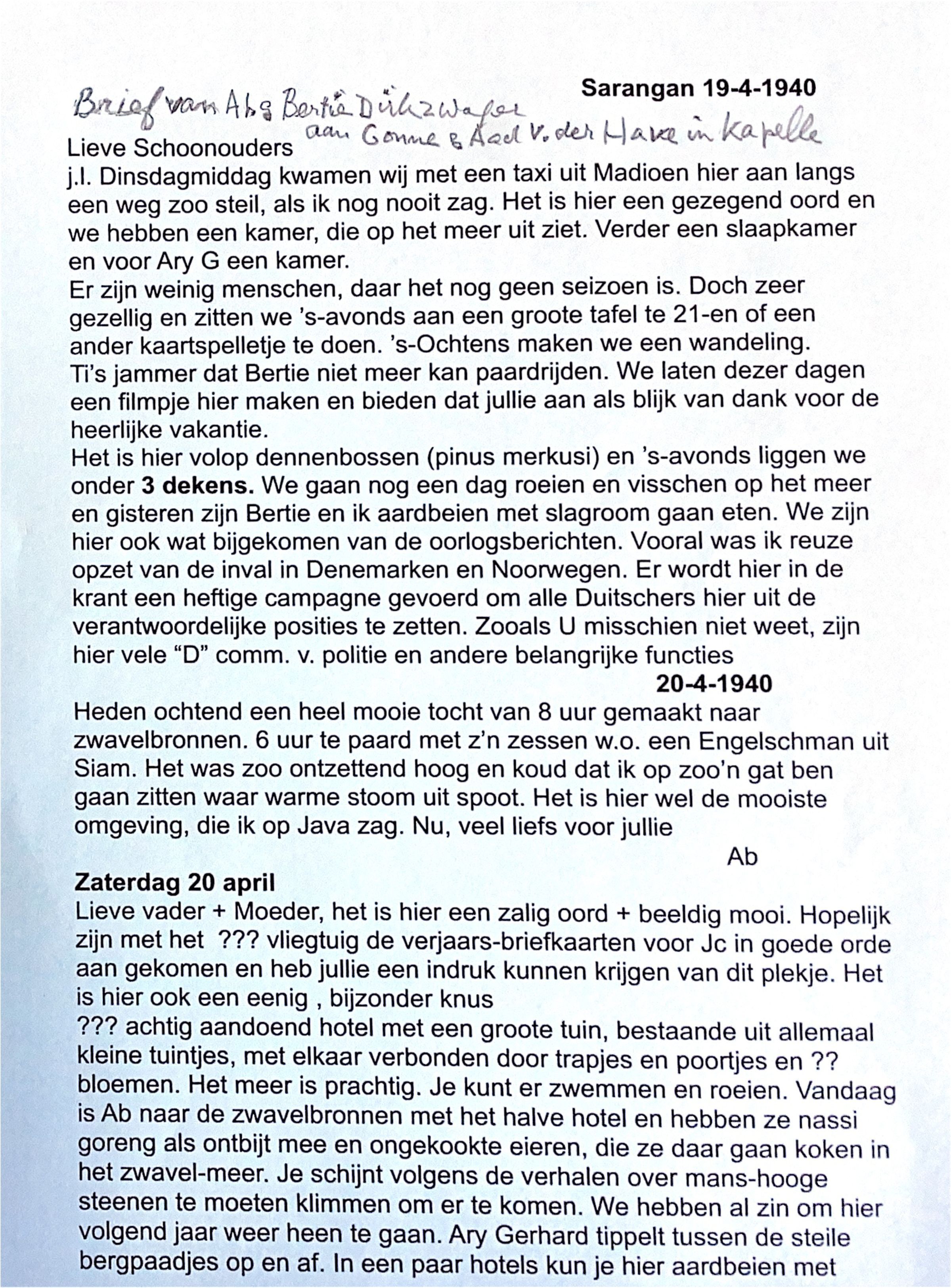 De vakantie in Sarangan is aangeboden door de ouders van Bertie, die over drie maanden in augustus zou bevallen v.e. tweede zoon.