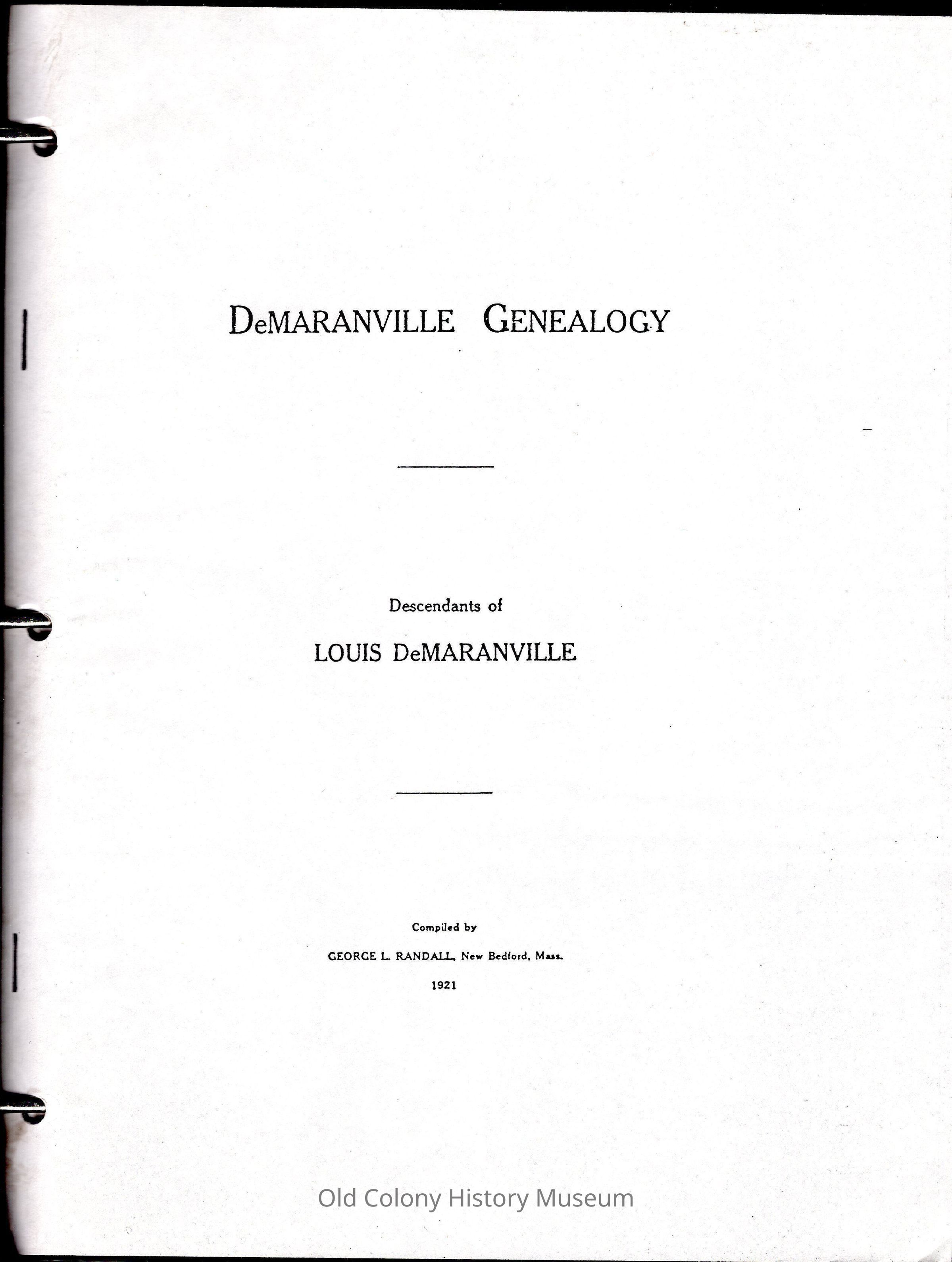 DeMaranville Genealogy: Descendants of Louis DeMaranville picture number 1