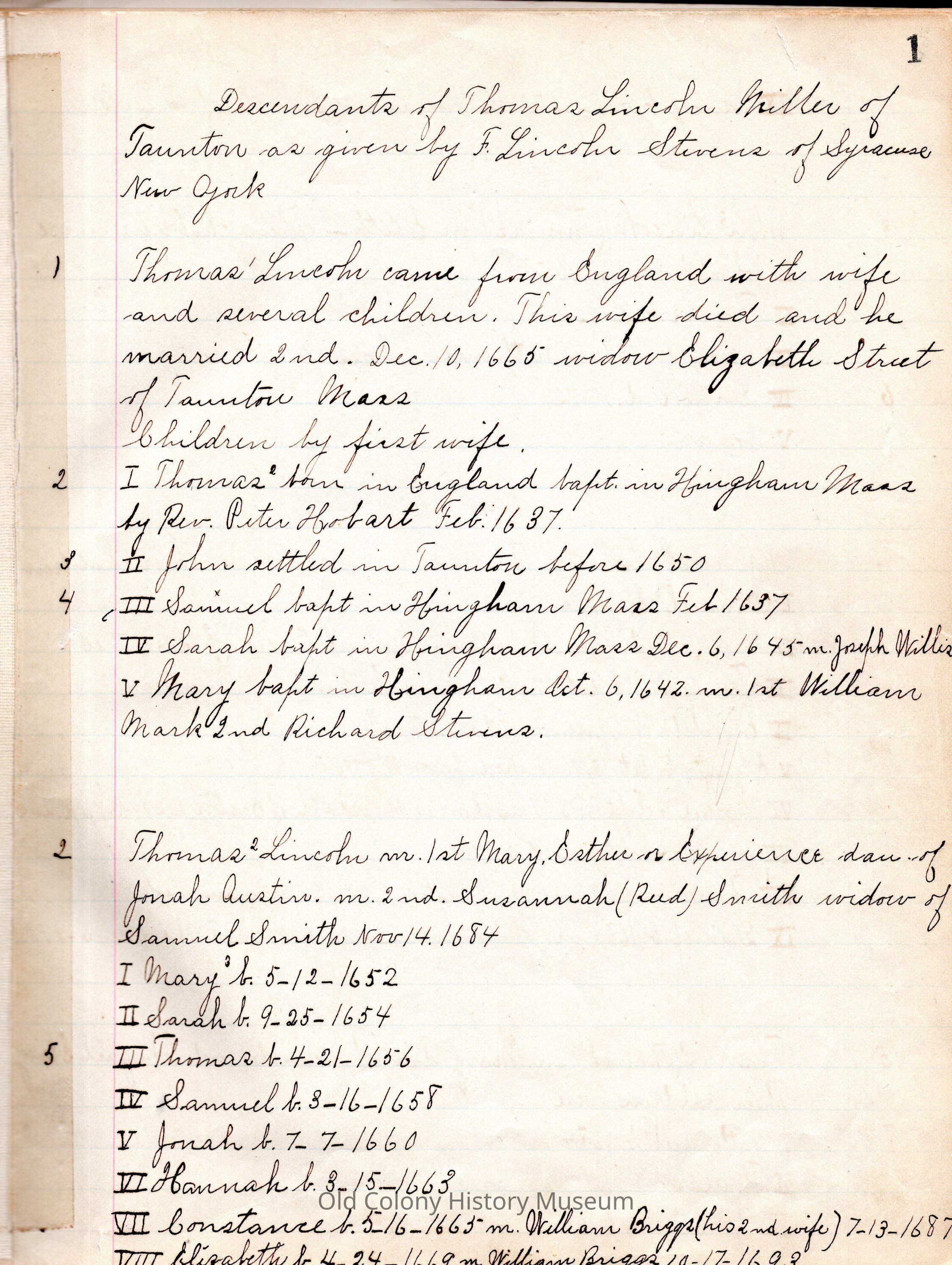 Descendants of Thomas Lincoln Miller of Taunton picture number 1