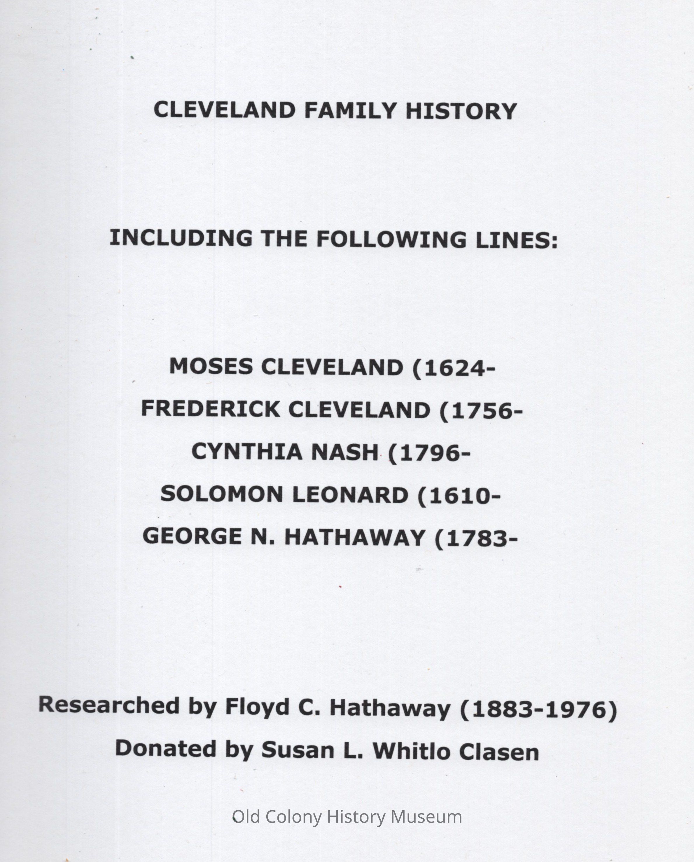Cleveland Family History picture number 1