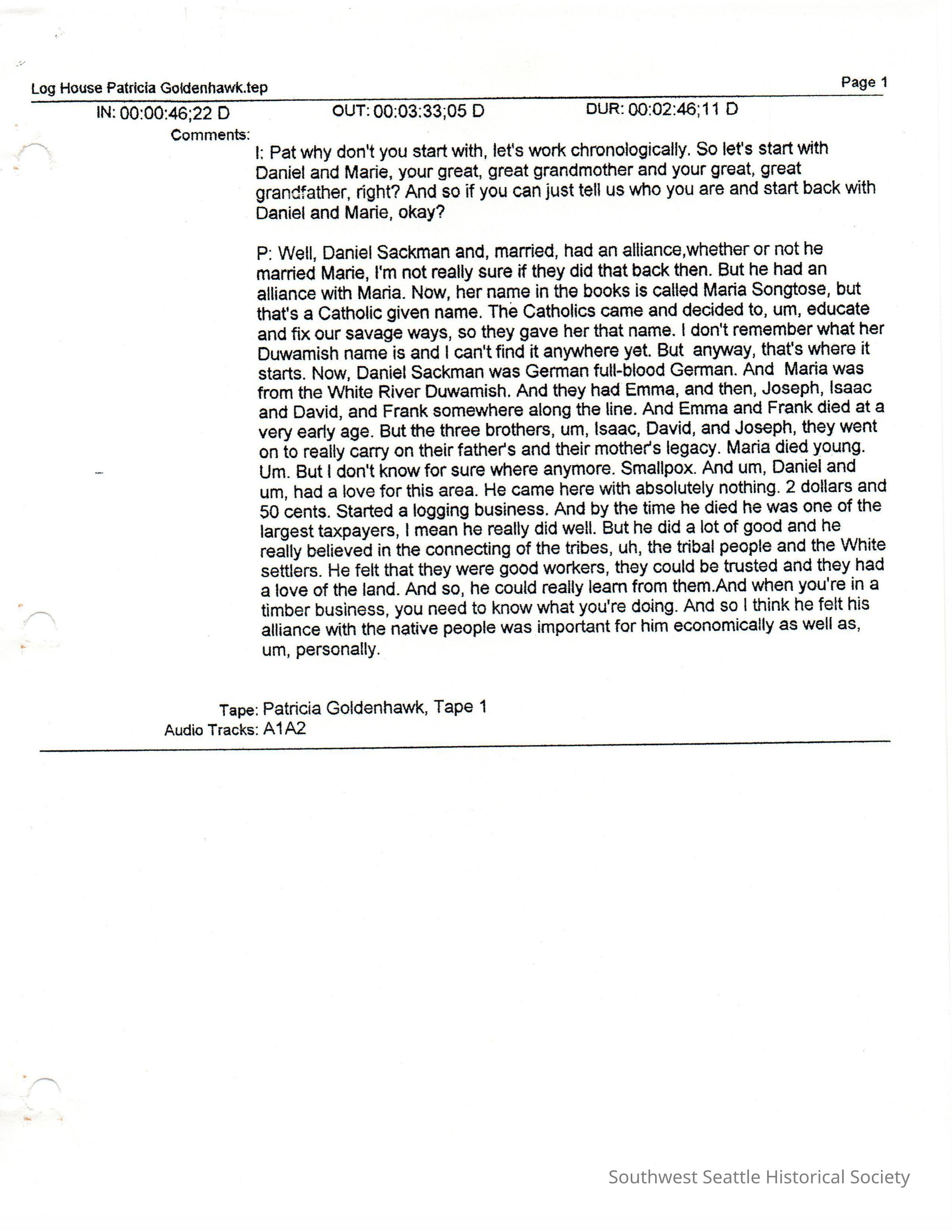 Patricia Goldenhawk - Video Transcription
