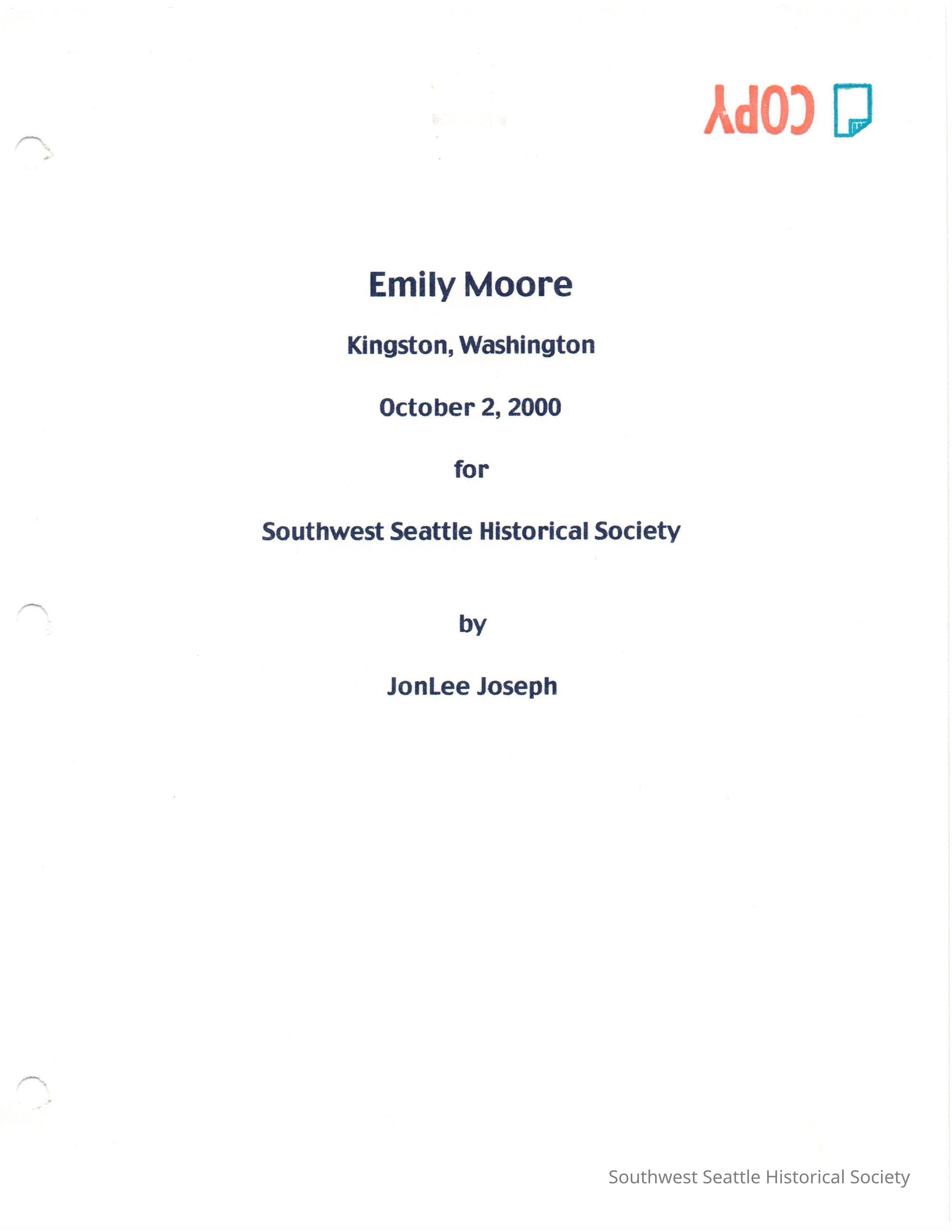 Emily Moore - Interview Oct 2, 2000
