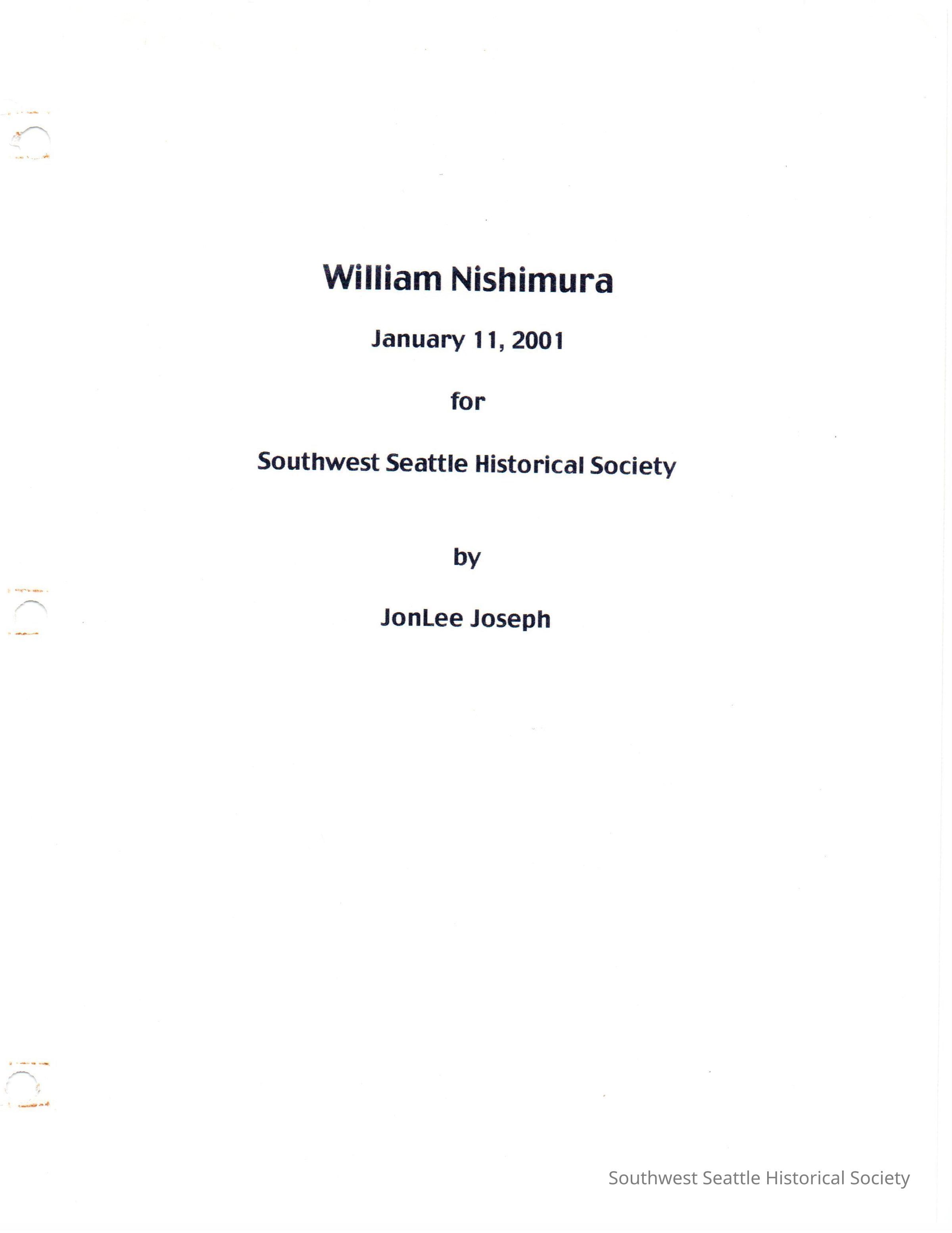 William Nishimura - Interview Jan 11, 2001