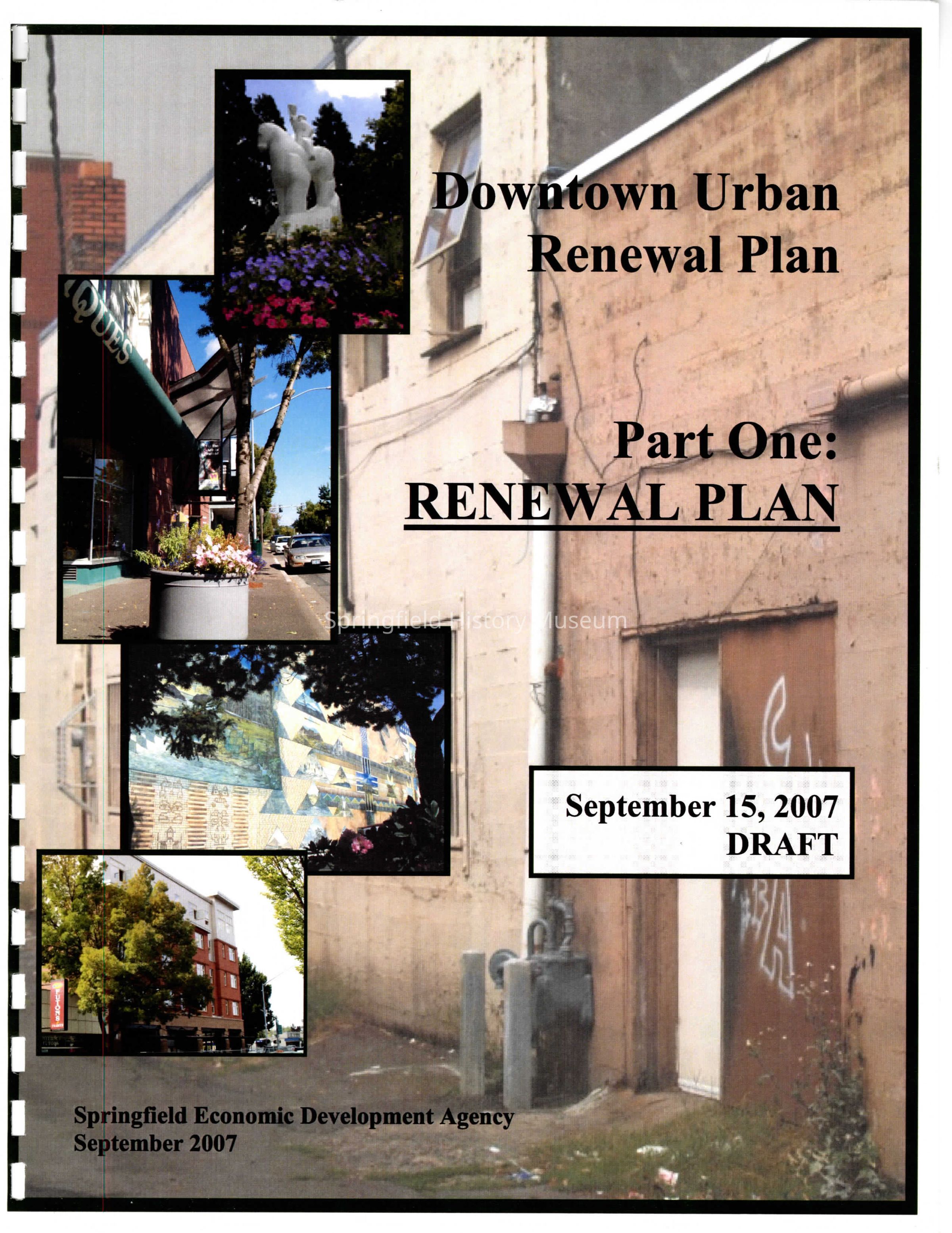 PDF of Springfield Downtown Urban Renewal Plan, Draft September 2007: Click image to open pdf