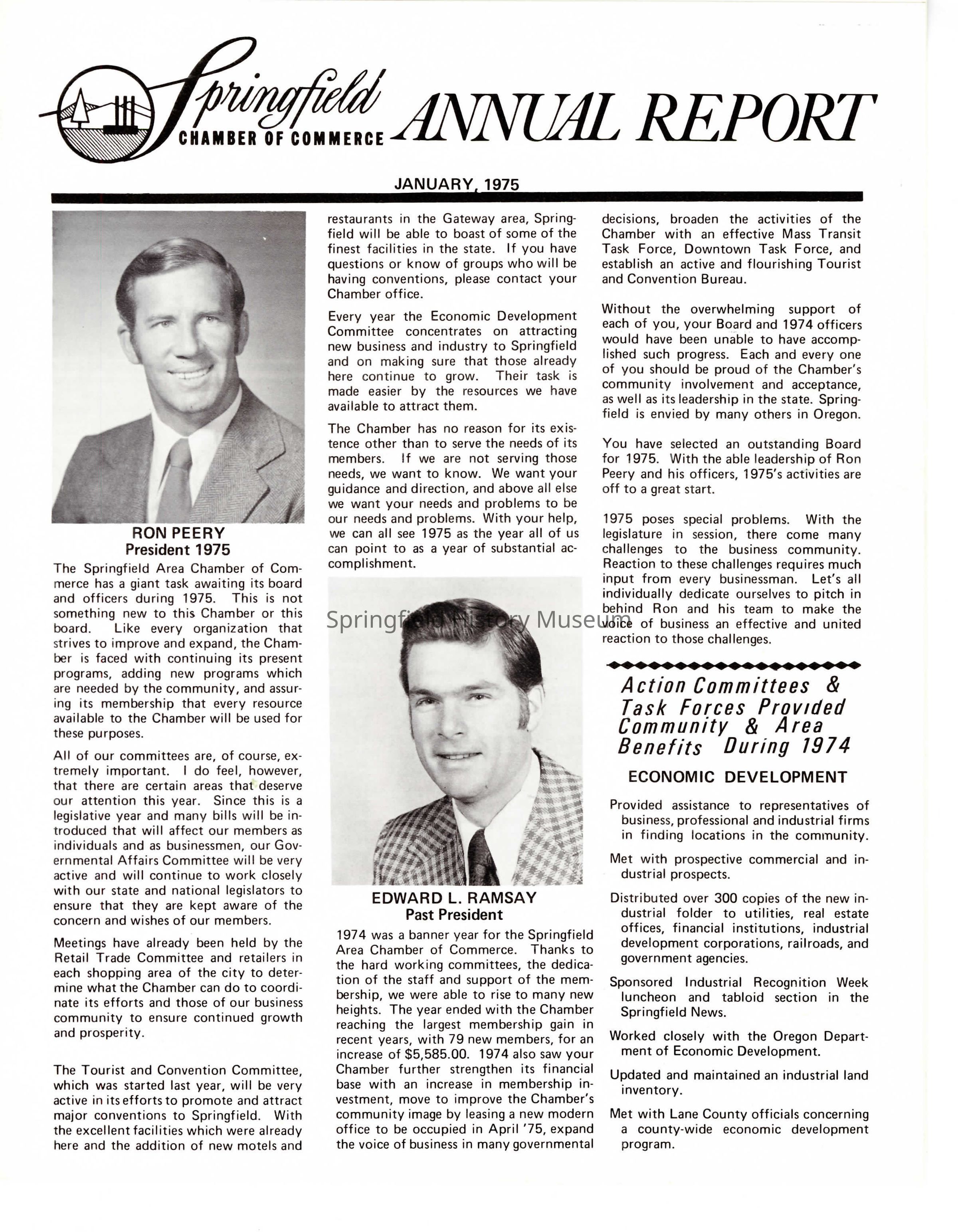 Annual Report, Springfield Chamber of Commerce, 1975: Click image to view pdf