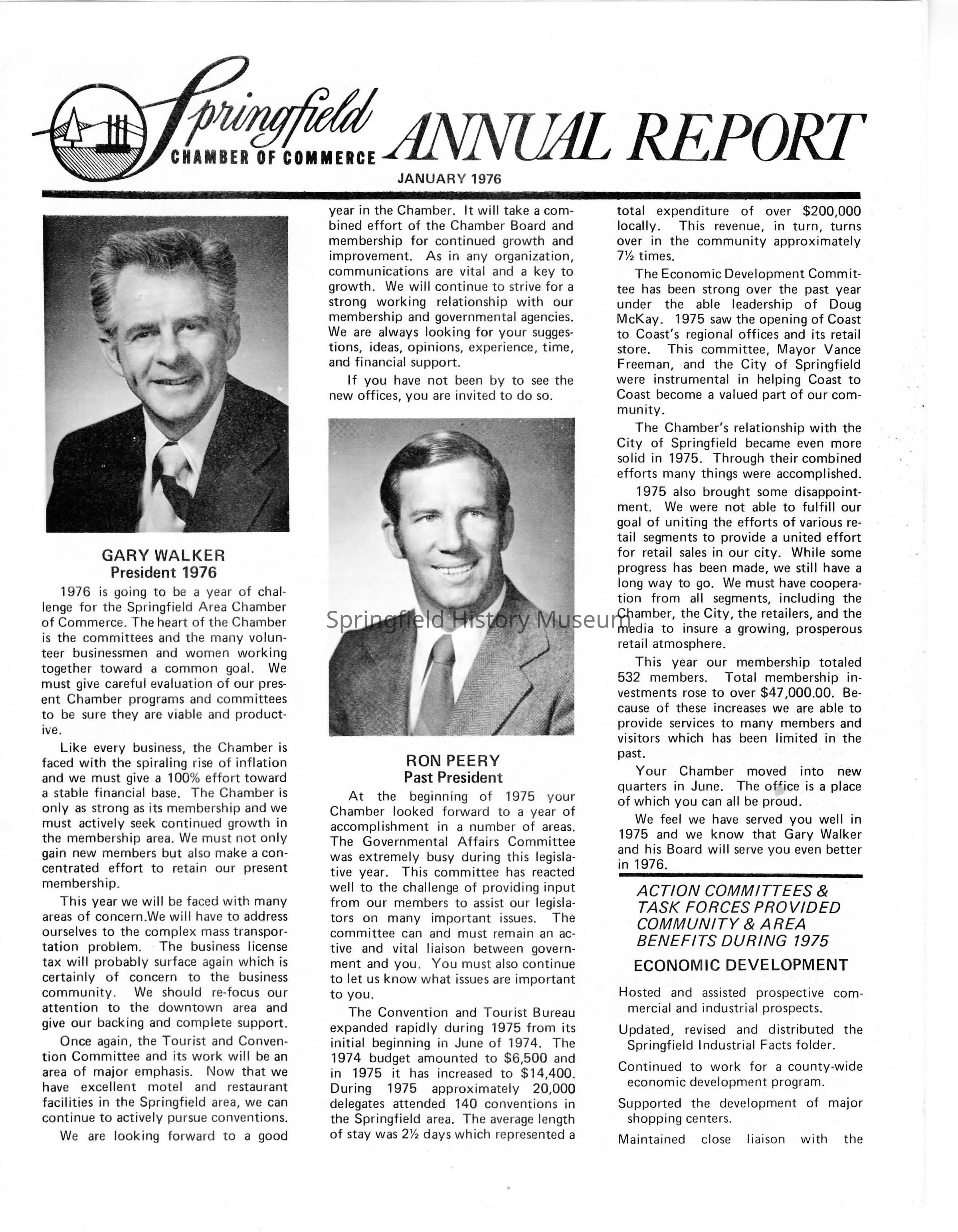 Annual Report, Springfield Chamber of Commerce, 1976: Click image to view pdf