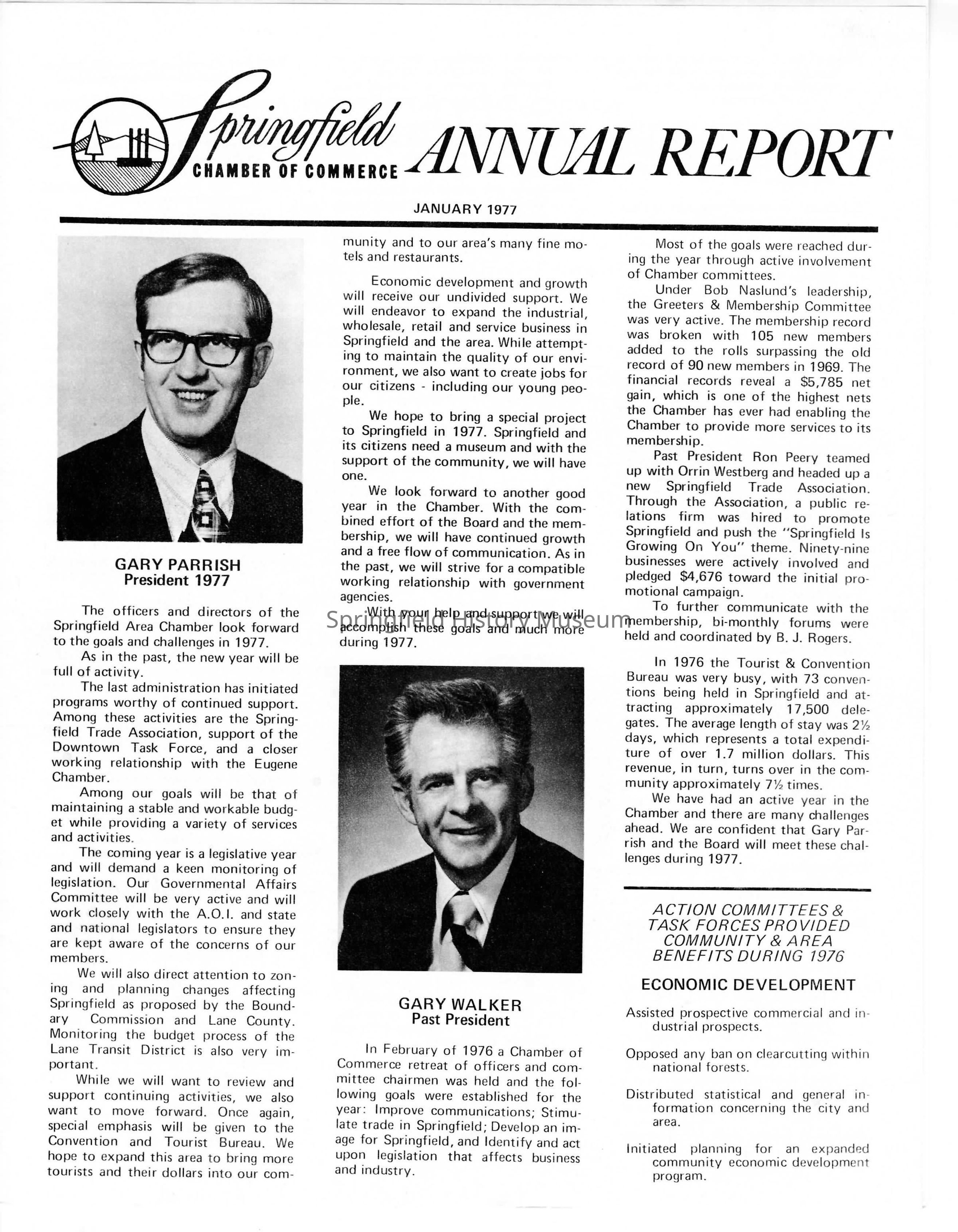 Annual Report, Springfield Chamber of Commerce, 1977: Click image to view pdf