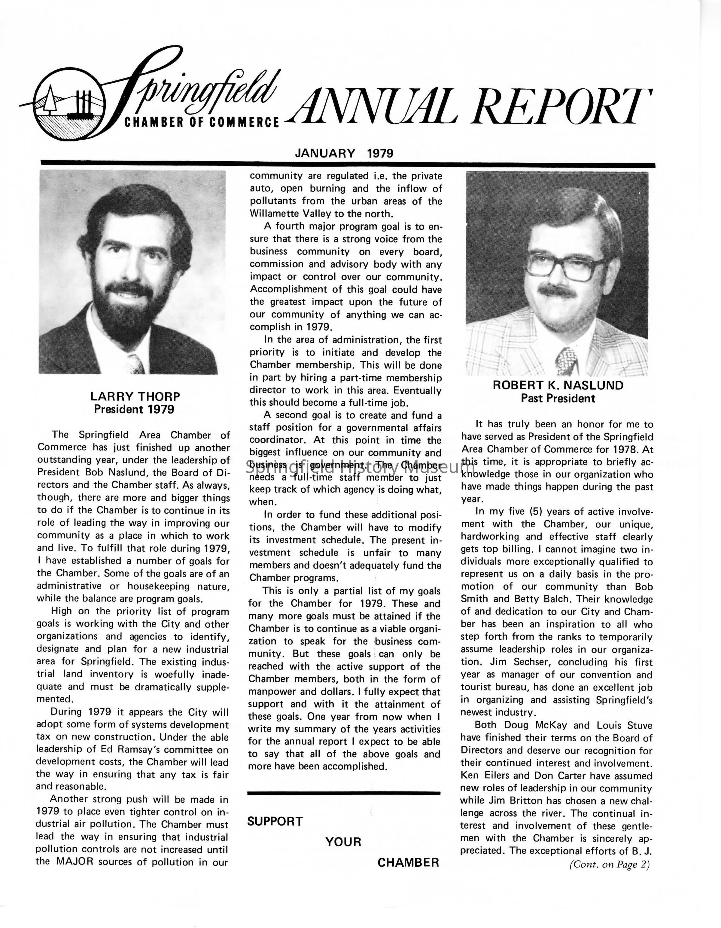 Annual Report, Springfield Chamber of Commerce, 1979: Click image to view pdf