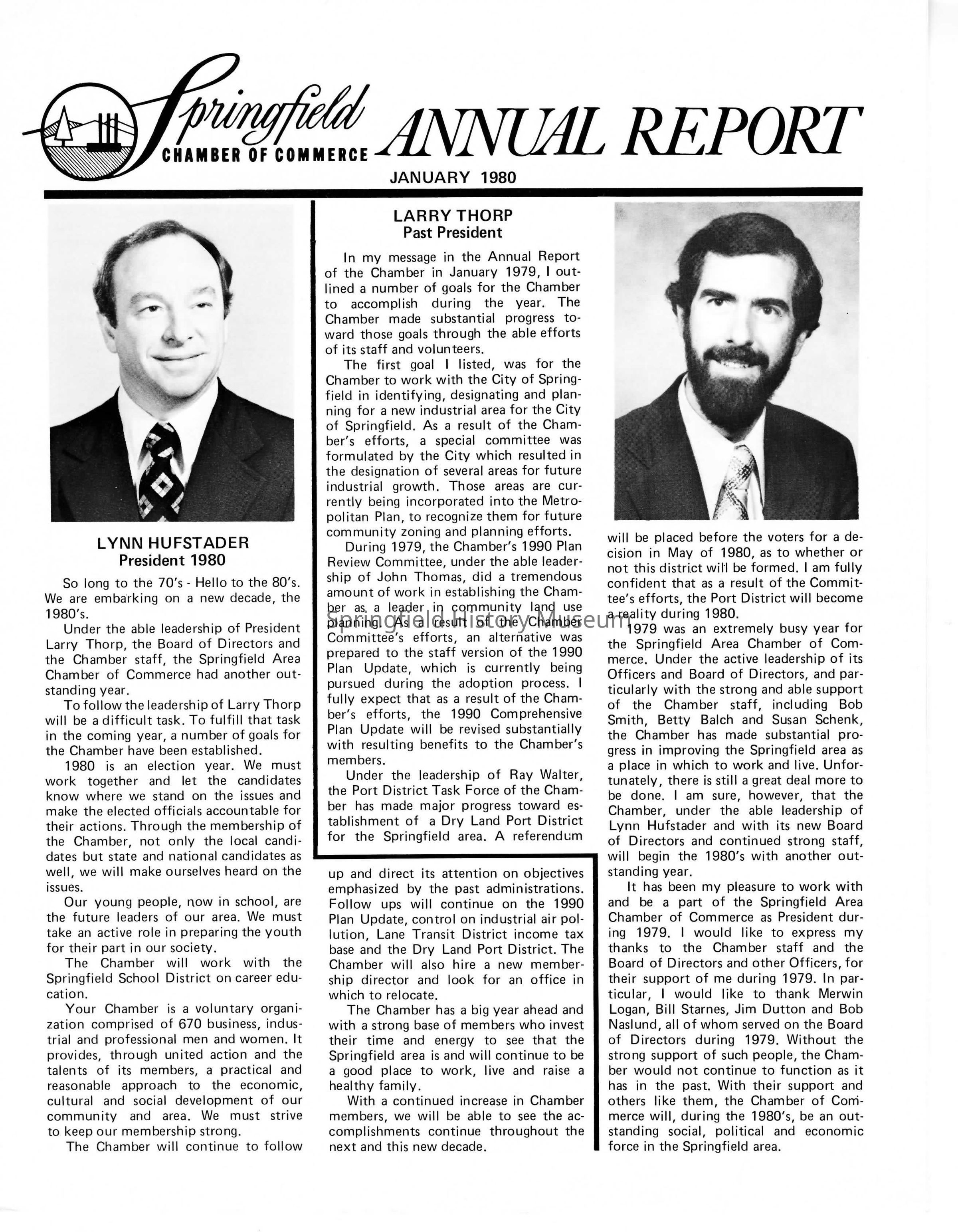 Annual Report, Springfield Chamber of Commerce, 1980: Click image to view pdf