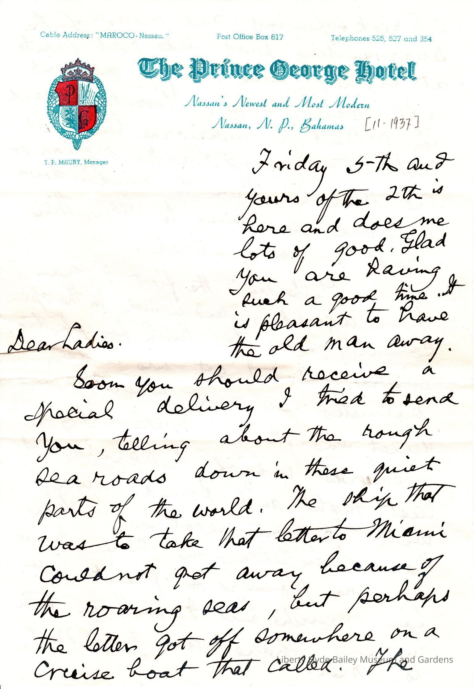 L.H. Bailey travel letters, 1937, 1940, 1941, 1946, 1947