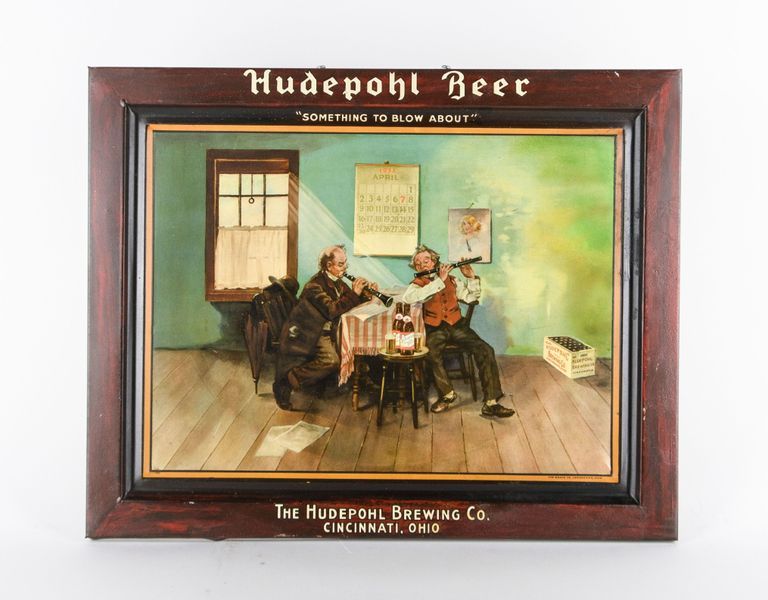 Hudepohl Beer "Something To Blow About" Tin Sign
