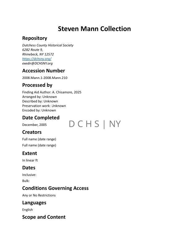 MANN: Steven Mann Collection