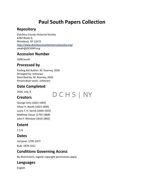 SOUTH: Paul South Collection