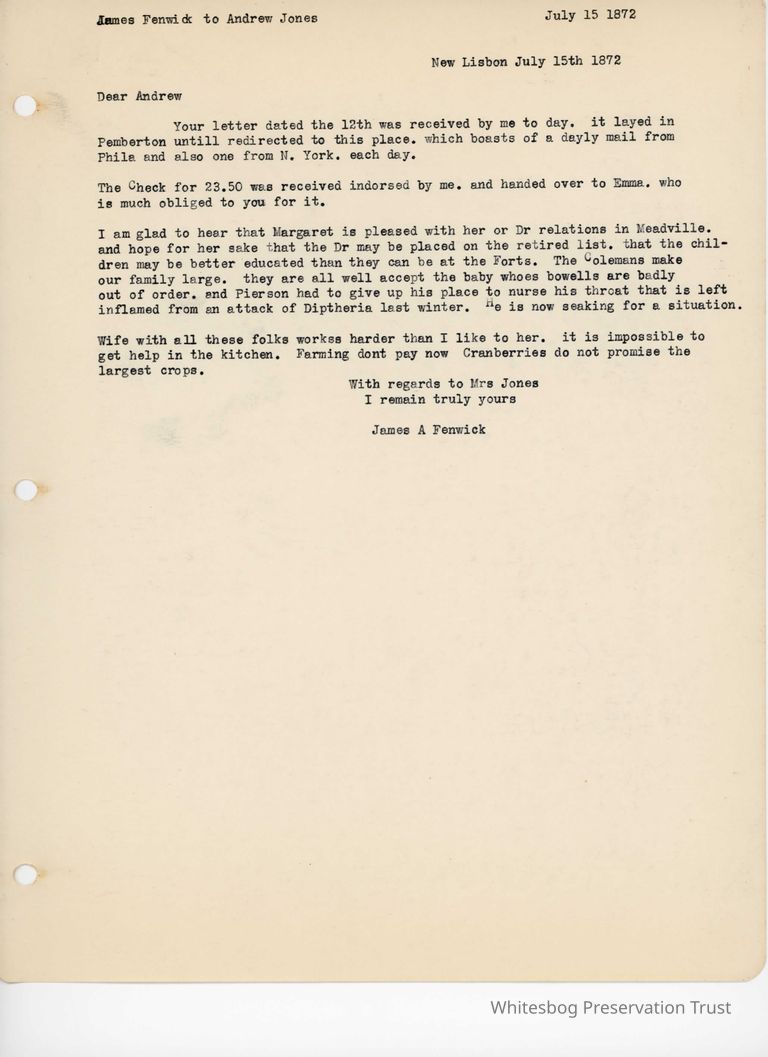          James Fenwick to Andrew Jones - July 15, 1872 picture number 1
   