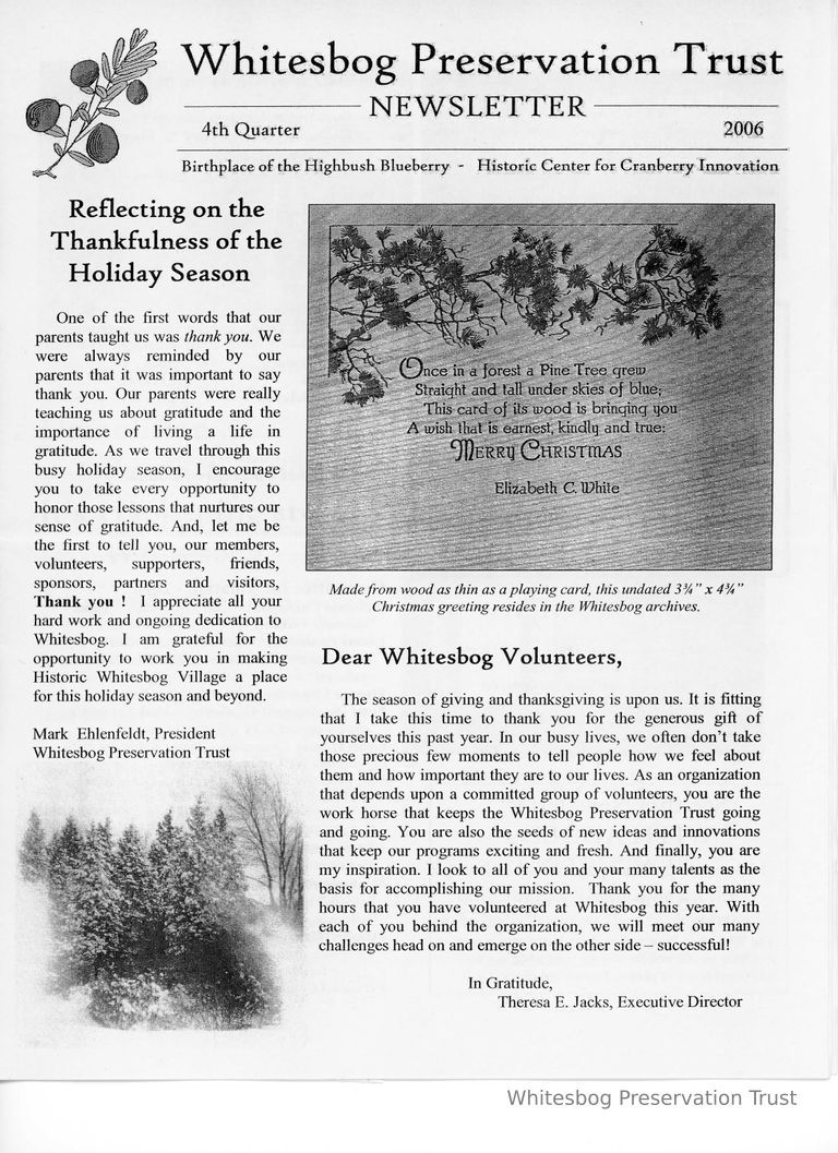          The Whitesbog Preservation Trust Newsletter picture number 1
   