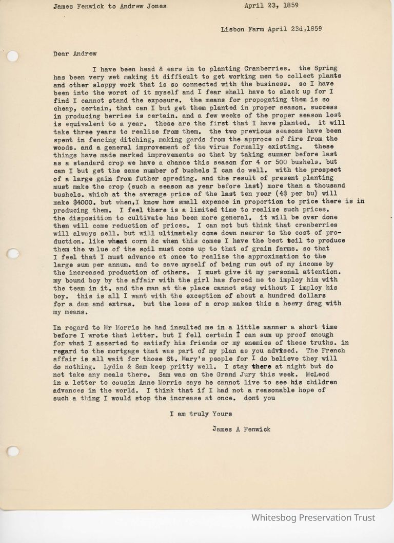          James Fenwick to Andrew Jones - April 23, 1859 picture number 1
   