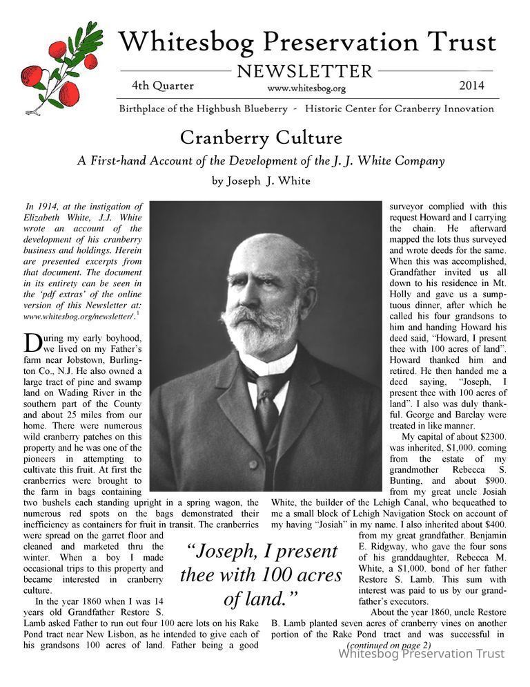          Whitesbog Preservation Trust Newsletter picture number 1
   