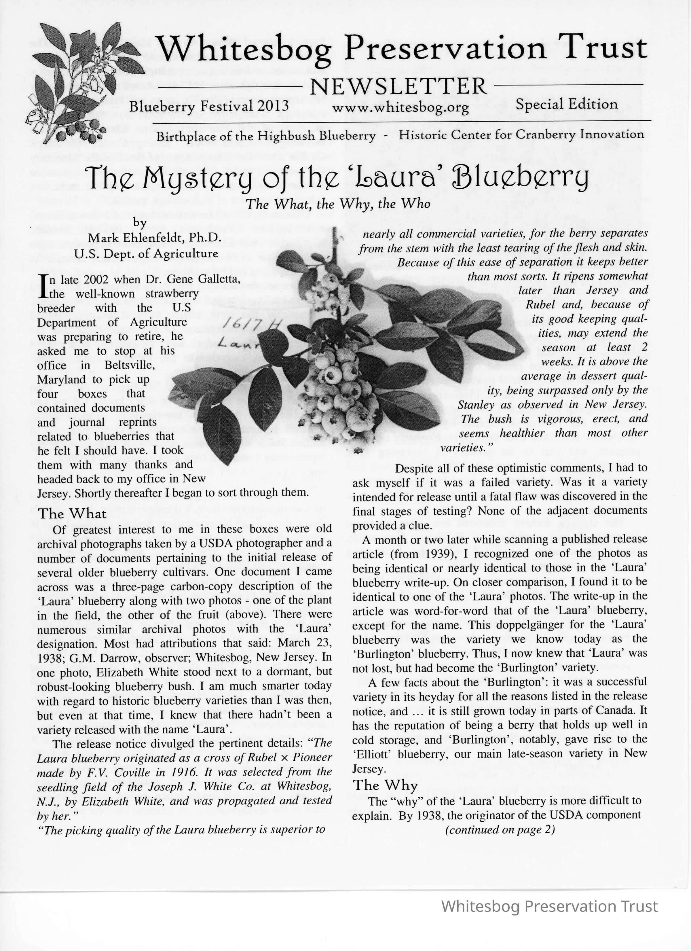 The Whitesbog Preservation Trust Newsletter picture number 1