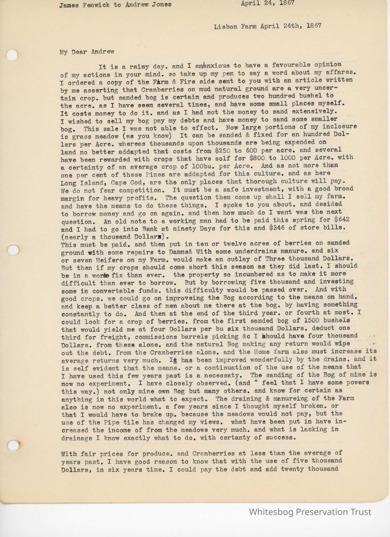          James Fenwick to Andrew Jones - April 24, 1867 picture number 1
   