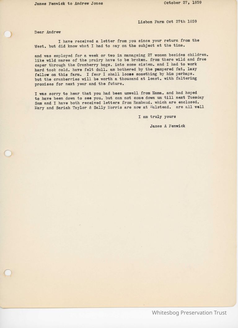          James Fenwick to Andrew Jones - October 27, 1859 picture number 1
   