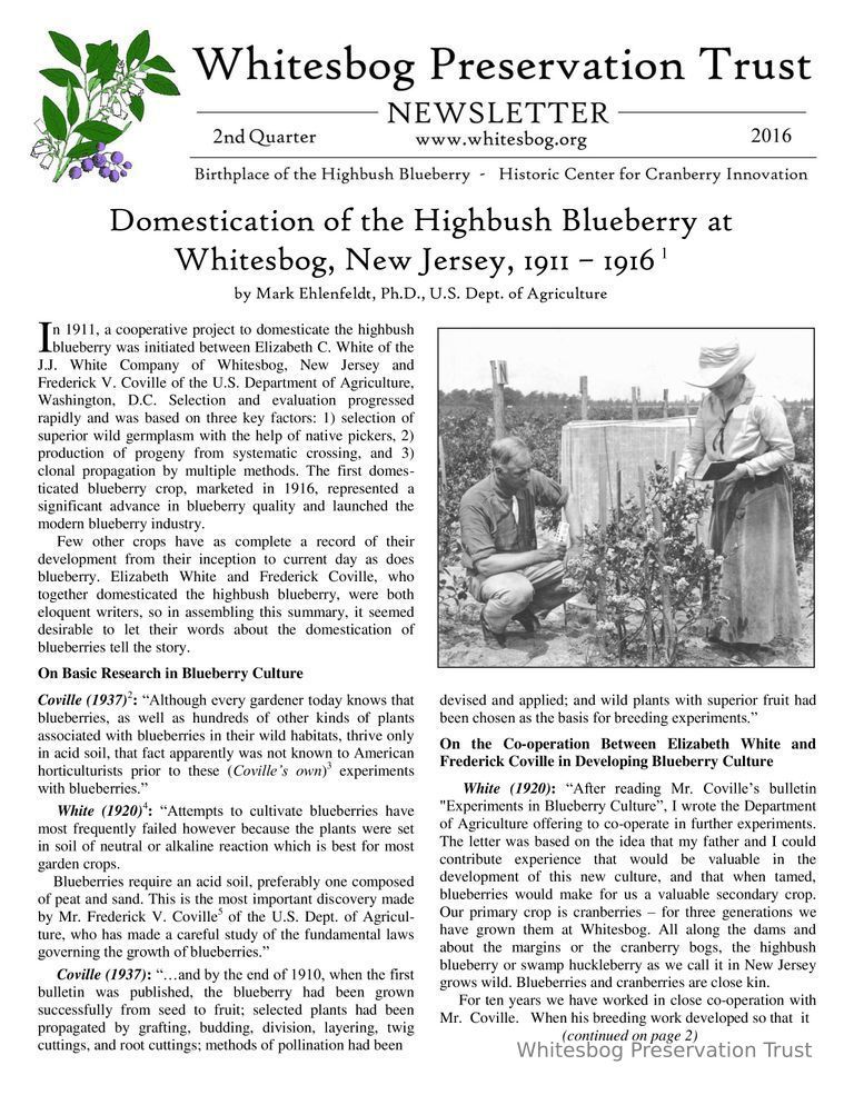          The Whitesbog Preservation Trust Newsletter picture number 1
   