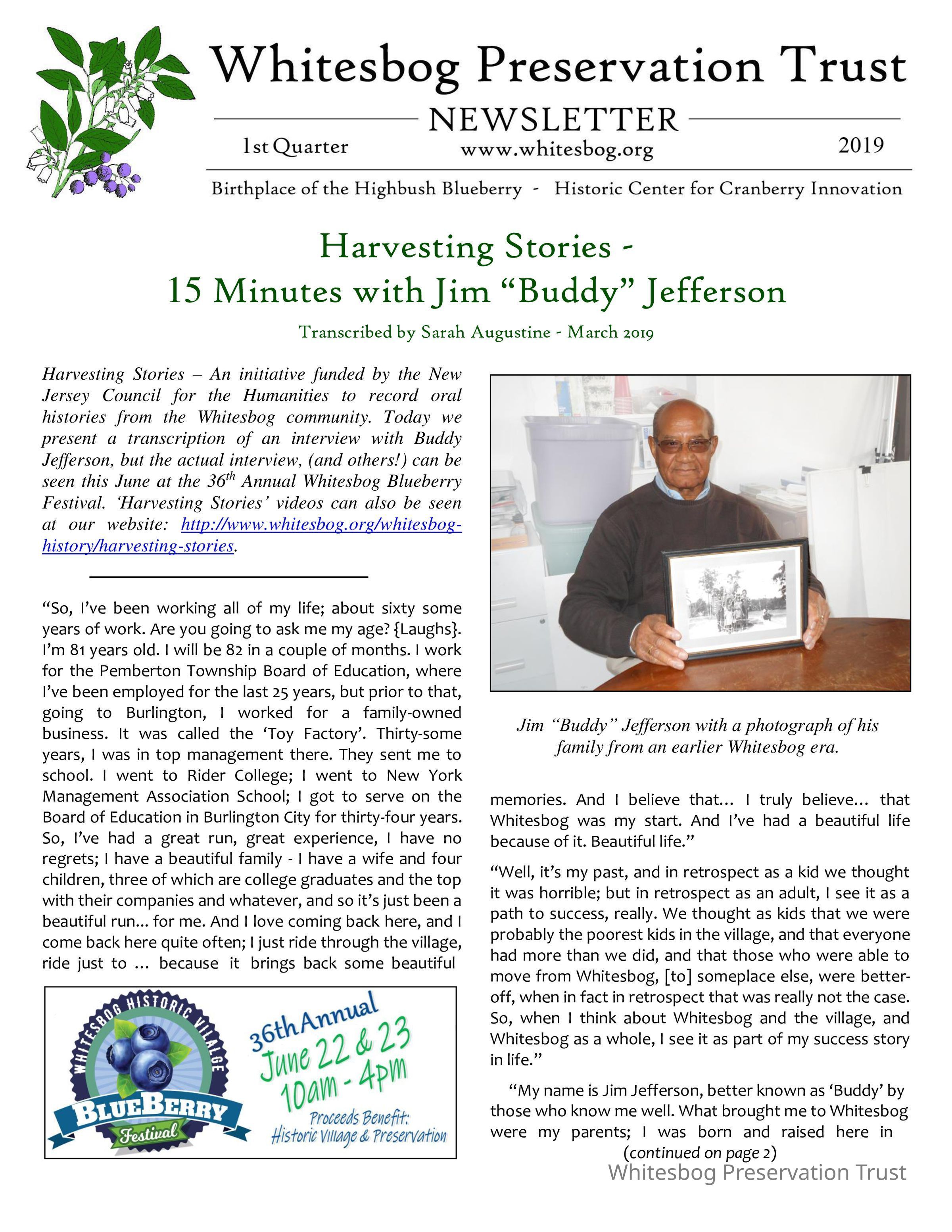 The Whitesbog Preservation Trust Newsletter picture number 1