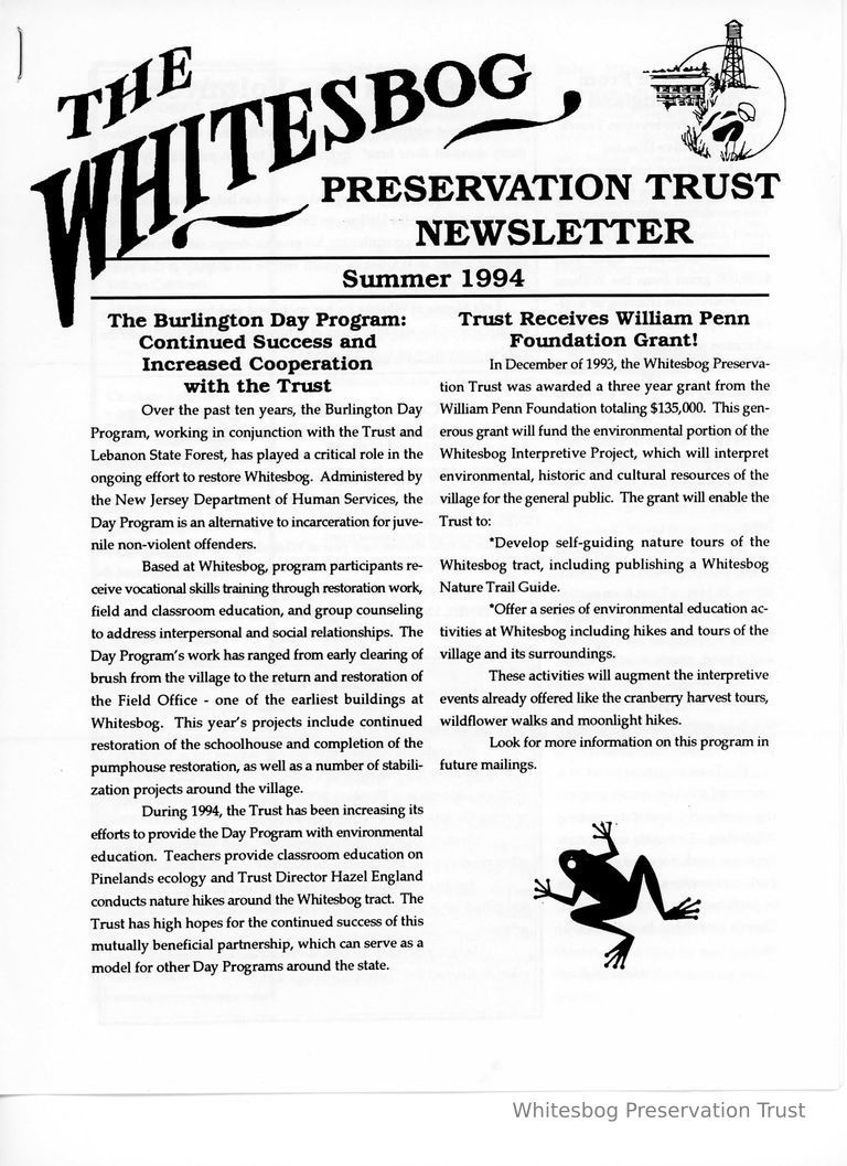          The Whitesbog Preservation Trust Newsletter picture number 1
   