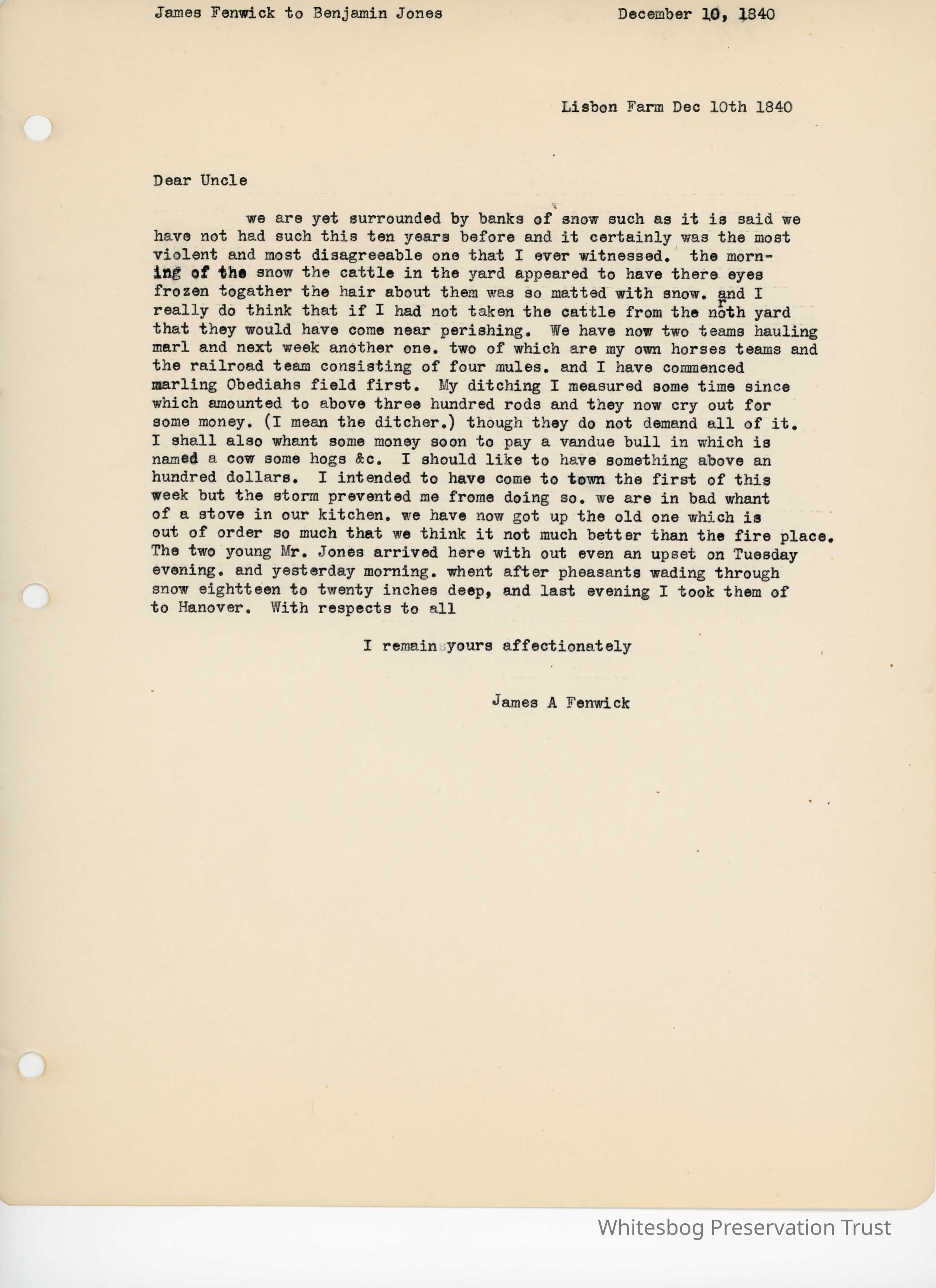James Fenwick to Benjamin Jones - December 10, 1840 picture number 1