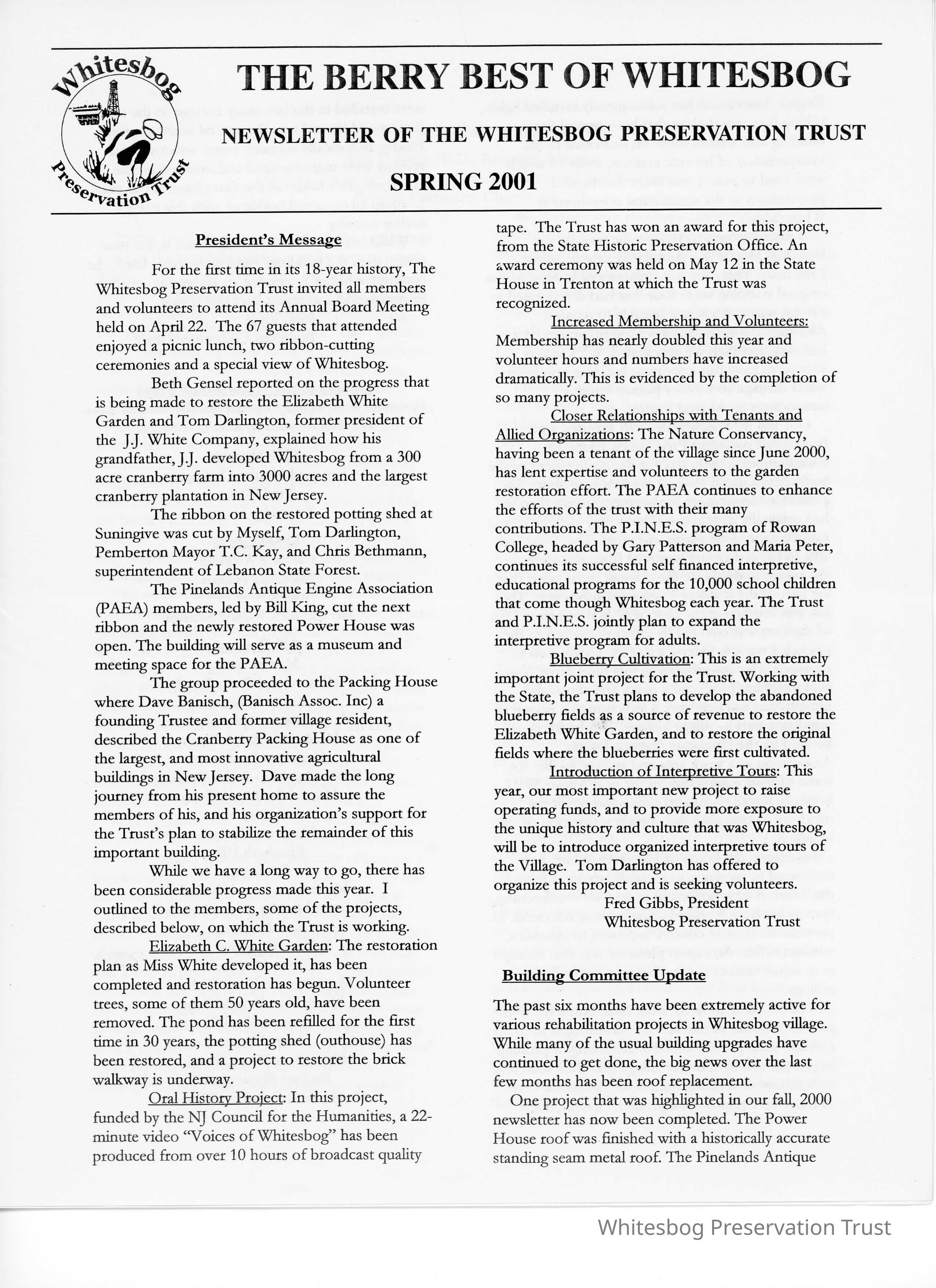The Whitesbog Preservation Trust Newsletter - The Berry Best of Whitesbog picture number 1