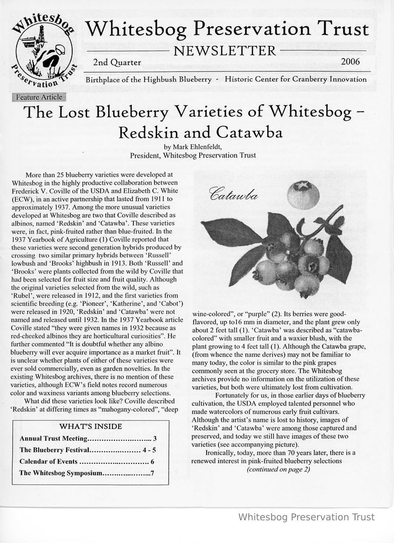          The Whitesbog Preservation Trust Newsletter picture number 1
   