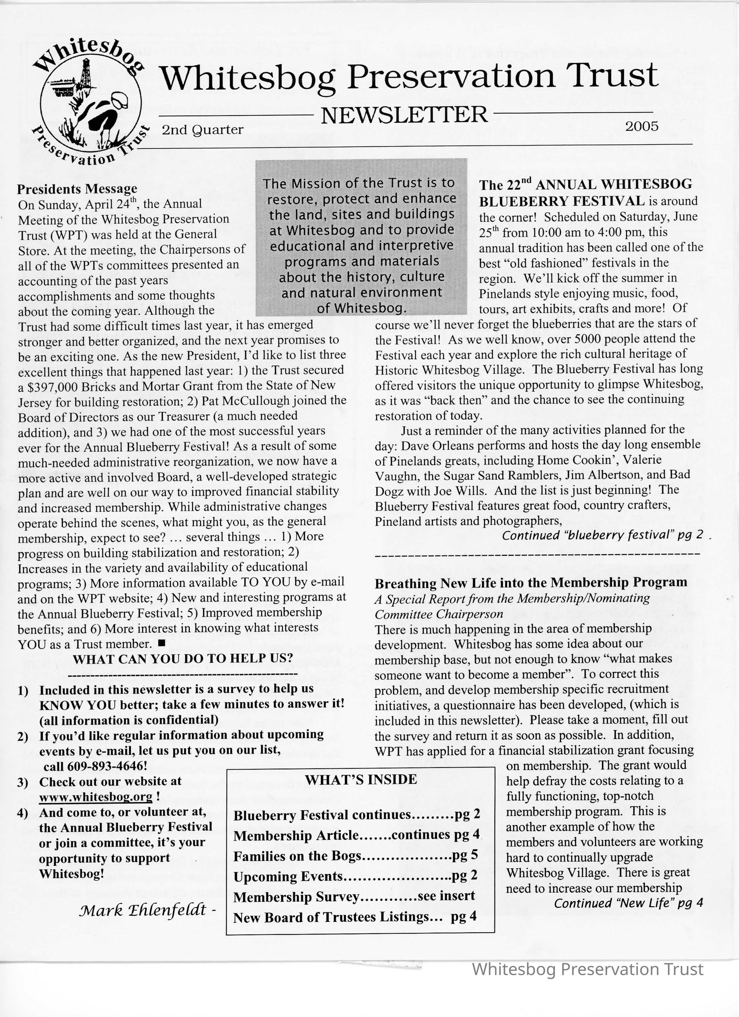 The Whitesbog Preservation Trust Newsletter picture number 1
