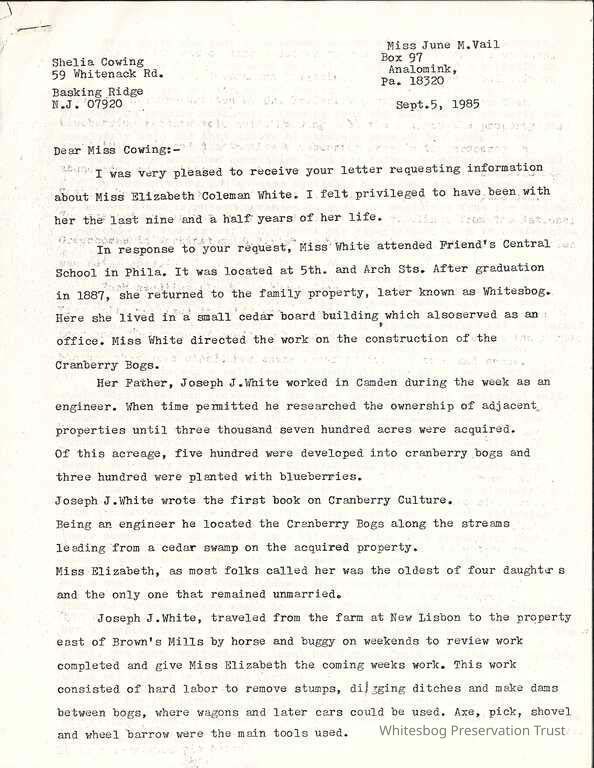 June Vail to Sheila Cowing picture number 1