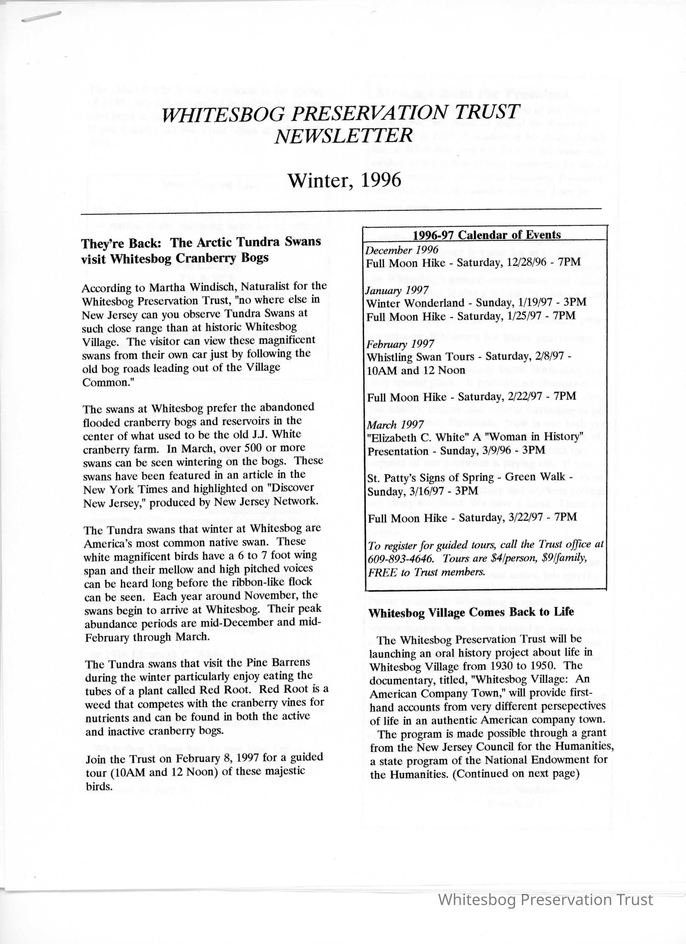          The Whitesbog Preservation Trust Newsletter picture number 1
   