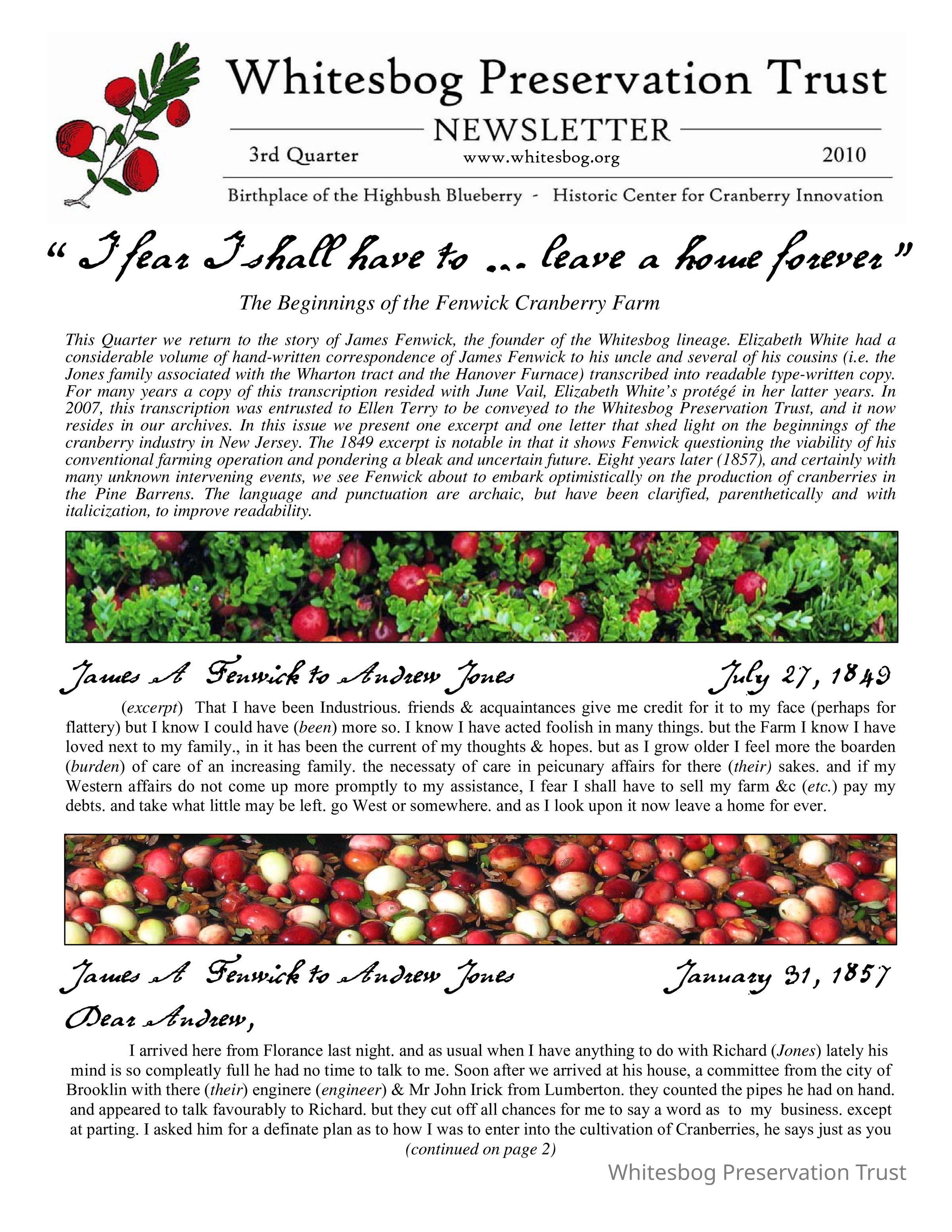 The Whitesbog Preservation Trust Newsletter picture number 1