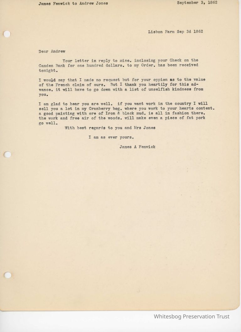          James Fenwick to Andrew Jones - September 3, 1862 picture number 1
   