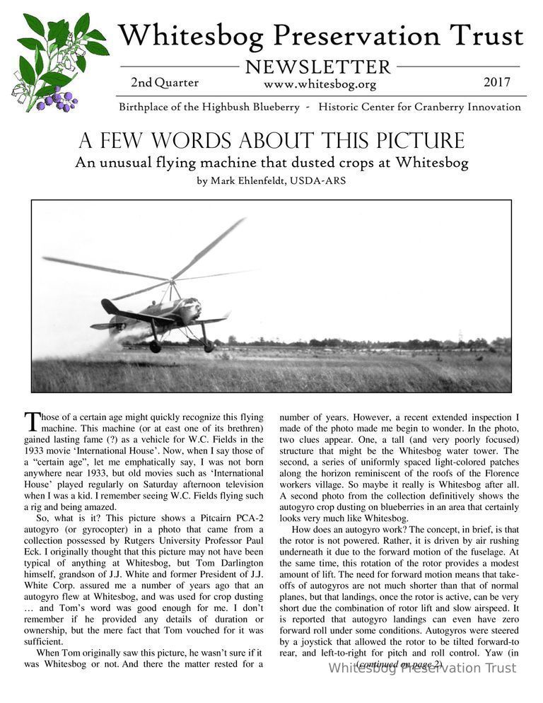          The Whitesbog Preservation Trust Newsletter picture number 1
   