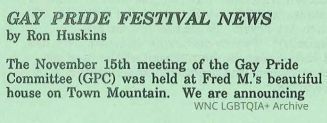Asheville Pride Festival History